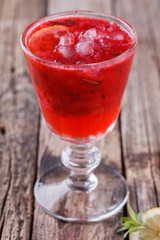Strawberry ,cold juice from fresh berries.selective focus