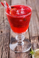 Strawberry ,cold juice from fresh berries.selective focus