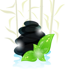 Obraz na płótnie Canvas Meditative oriental background with cairn stones and eco green l