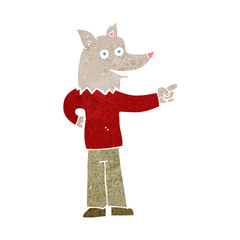 cartoon wolf man pointing
