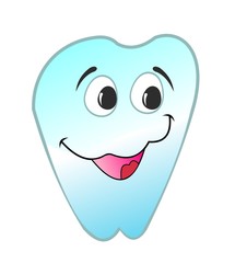  Illustration of happy smiling tooth is isolated on white backgr