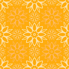 Vector background with yellow flowers, geometric design