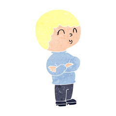 cartoon boy with folded arms