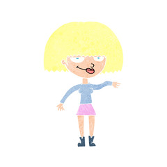 cartoon smug woman making dismissive gesture