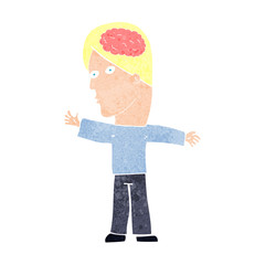 cartoon man with brain