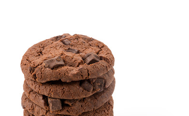 soft dark chocolate brownie cookies on white