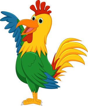 cute rooster cartoon presenting