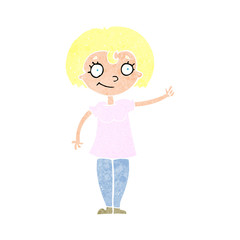 cartoon happy woman pointing