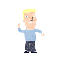 cartoon man giving peace sign