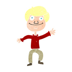 cartoon happy man waving