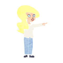 cartoon pretty woman pointing