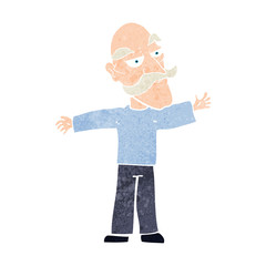 cartoon old man spreading arms wide