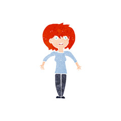cartoon woman shrugging shoulders