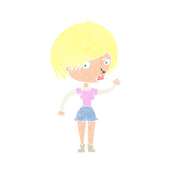 cartoon waving woman