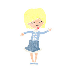 cartoon waving woman