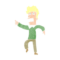 cartoon frightened man pointing