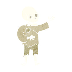 cartoon skeleton waving