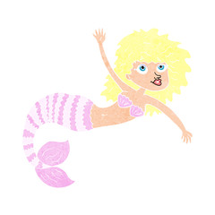 cartoon pretty mermaid waving