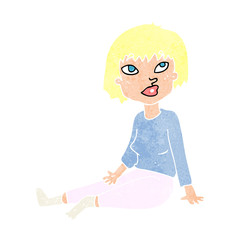cartoon woman sitting on floor