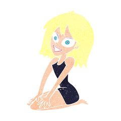 cartoon happy woman in dress