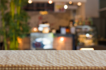 checkered table cloth on empty table for Your photomontage or pr