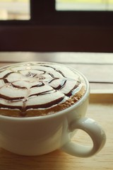 Vintage latte art coffee