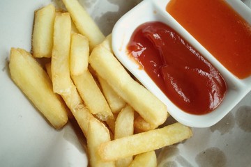 French fries with ketchup