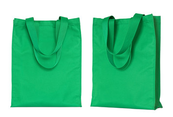 green shopping bag isolated on white
