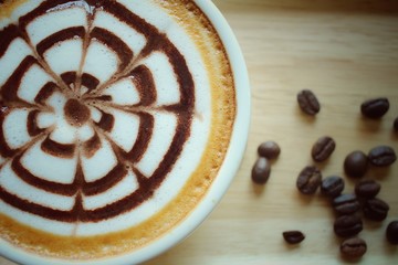 Vintage latte art coffee