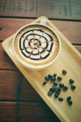 Vintage latte art coffee
