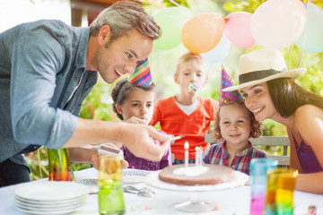 garden party with family for little girl's birthday
