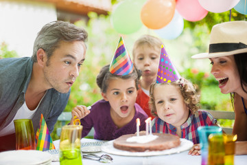 garden party with family for little girl's birthday,
