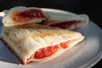Toast bread with strawberry jam
