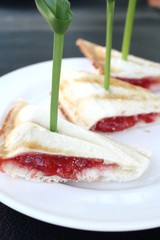 Toast bread with strawberry jam