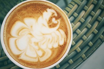 Vintage latte art coffee