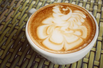 Vintage latte art coffee
