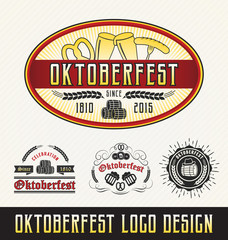 Oktoberfest celebration logo sets. beer and beverage labels design. Vector illustration