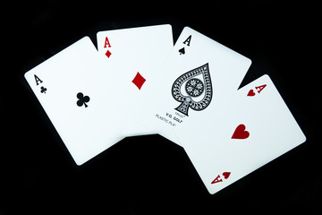 Playing Cards in Black Background