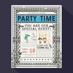 adorable cartoon birthday party invitation template