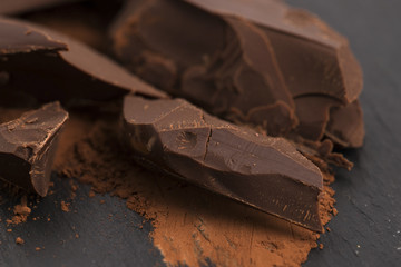 Chopped chocolate with cacao