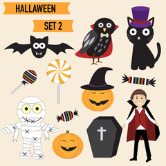 Happy Halloween background with cute little vampire  vector. ill