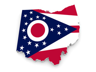 Geographic border map and flag of Ohio, The Buckeye State - 90356360
