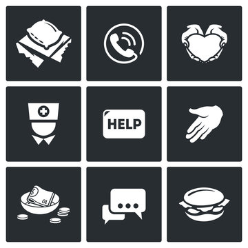 Charity icons. Vector Illustration