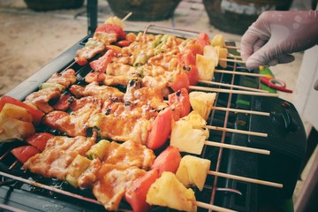 Bar-B-Q or BBQ grill of meat