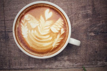Vintage latte art coffee