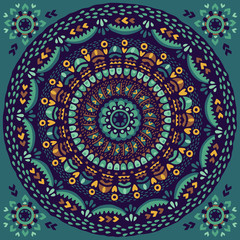 Circular pattern in ethnic style. Hand drawn ornament