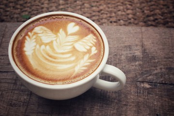 Vintage latte art coffee