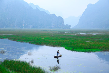Obraz na płótnie Canvas Van Long natural reserve in Ninh Binh, Vietnam 