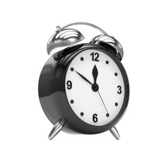 Black alarm clock on white