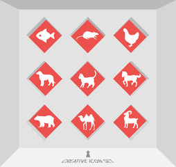 Abstract creative concept vector set of animals icons for web